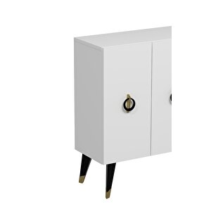 8183km-64ct Konsol,kahve Köşesi̇,ayakkabilik,ofi̇s Evrak Dolabi,mutfak Ki̇ler Dolabi,tv Üni̇tesi̇-BEYAZ-ALTIN-SİYAH