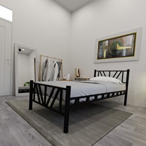 Manolya Tek Kişilik 120x200 Cm Metal Karyola A Kalite, Ses Çıkarmaz ,ölçülü Model Karyola Siyah 1641-d