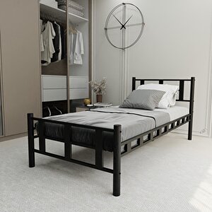 Lotus Tek Kişilik 120x200 Cm Metal Karyola A Kalite, Ses Çıkarmaz ,ölçülü Model Karyola Siyah 1637-d
