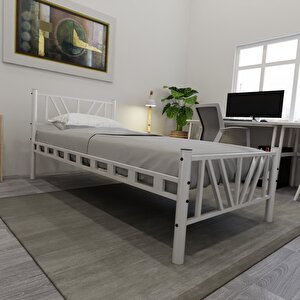 Gardenya Tek Kişilik 120x200 Cm Metal Karyola A Kalite, Ses Çıkarmaz ,ölçülü Model Karyola Beyaz 1640-d