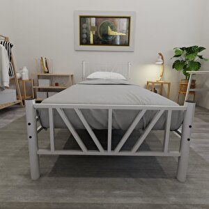 Gardenya Tek Kişilik 120x200 Cm Metal Karyola A Kalite, Ses Çıkarmaz ,ölçülü Model Karyola Beyaz 1640-d