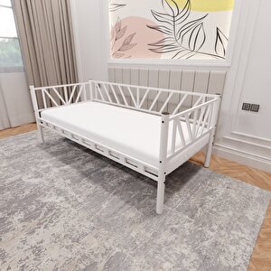 Nova Tek Kişilik 90x190 Cm  Karyola Yüksek Kalite, Metal Karyola Beyaz 1646-a