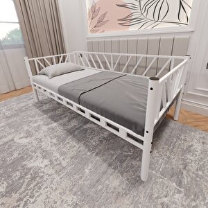 Nova Tek Kişilik 90x190 Cm  Karyola Yüksek Kalite, Metal Karyola Beyaz 1646-a