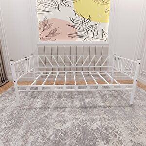 Nova Tek Kişilik 90x190 Cm  Karyola Yüksek Kalite, Metal Karyola Beyaz 1646-a