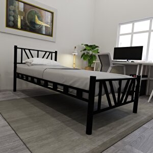 Gardenya Tek Kişilik 90x200 Cm Metal Karyola A Kalite, Ses Çıkarmaz ,ölçülü Model Karyola Siyah 1641-b