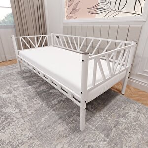 Nova Tek Kişilik 90x200 Cm Karyola Yüksek Kalite, Metal Karyola Beyaz 1646-b