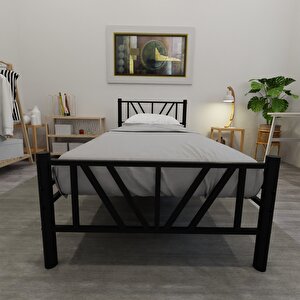 Gardenya Tek Kişilik 100x200 Cm Metal Karyola A Kalite, Ses Çıkarmaz ,ölçülü Model Karyola Siyah 1641-c