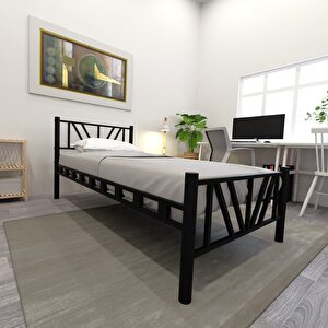 Gardenya Tek Kişilik 100x200 Cm Metal Karyola A Kalite, Ses Çıkarmaz ,ölçülü Model Karyola Siyah 1641-c