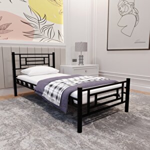 Manolya Tek Kişilik 90x200 Cm Metal Karyola A Kalite, Ses Çıkarmaz ,ölçülü Model Karyola Siyah 1645-b