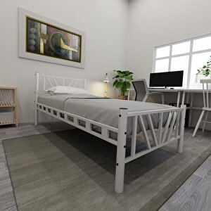 Gardenya Tek Kişilik  90x190 Cm Metal Karyola A Kalite, Ses Çıkarmaz ,ölçülü Model Karyola Beyaz 1640-a
