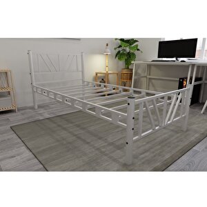 Gardenya Tek Kişilik 90x200 Cm Metal Karyola A Kalite, Ses Çıkarmaz ,ölçülü Model Karyola Beyaz 1640-b