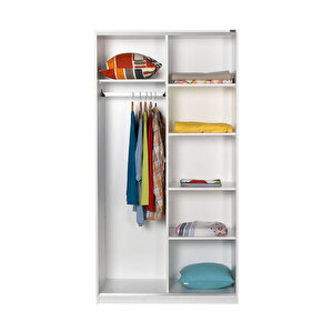 Sürgülü 5 Raflı Gardırop-mat Beyaz 94x182x52 Cm (gxyxd)