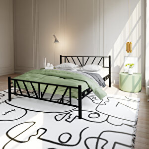 Gardenya Çift Kişilik 160x200 Cm Metal Karyola A Kalite, Ses Çıkarmaz ,ölçülü Model Karyola Siyah 1639-c