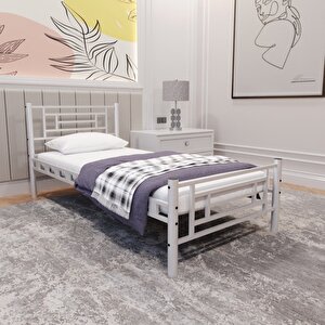 Manolya Tek Kişilik 90x200 Cm  Metal Karyola A Kalite, Ses Çıkarmaz ,ölçülü Model Karyola Beyaz 1644-b