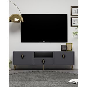 1312dropct-32 Tv Sehpasi-ANTRASİT-ALTIN-SİYAH Antrasit