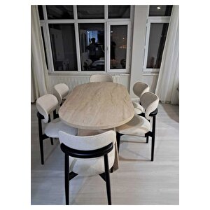Ruby Bohem Oval Salon 6 Sandalyeli Mutfak Masası Salon Masa Takımı
