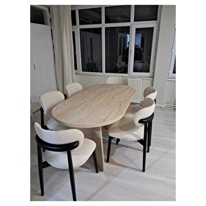 Ruby Bohem Oval Salon 6 Sandalyeli Mutfak Masası Salon Masa Takımı