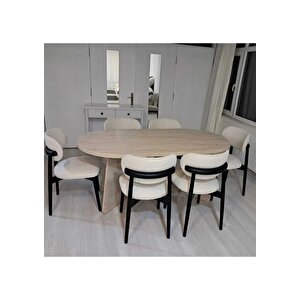 Ruby Bohem Oval Salon 6 Sandalyeli Mutfak Masası Salon Masa Takımı
