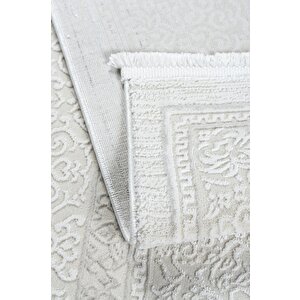 Osmanlı Medalyonlu Halı Desenli Pamuk Tabanlı Salon - Oturma Odası  Krem Renk Halı 200x290 cm
