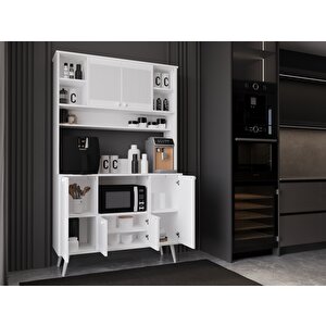 Melura Kahve Köşesi 120 Cm %100 Mdf Çok Amaçlı Dolap Beyaz