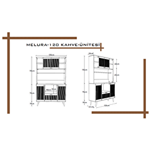 Melura Kahve Köşesi 120 Cm %100 Mdf Çok Amaçlı Dolap