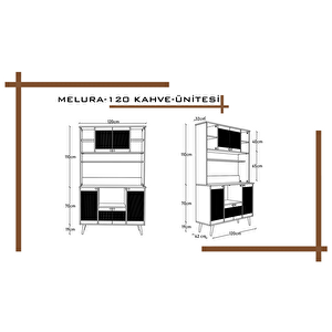 Melura Kahve Köşesi 120 Cm %100 Mdf Çok Amaçlı Dolap