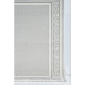 Meander Desenli Pamuk Tabanlı Salon - Oturma Odası  Gri Renk Halı 200x290 cm