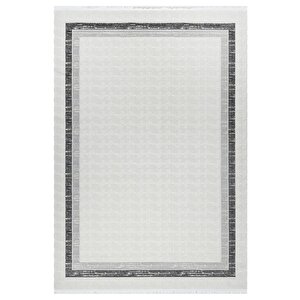 Grid Motifli Geometrik Modern Tasarımlı Pamuk Tabanlı Salon - Oturma Odası  Gri Renk Halı 160x230 cm