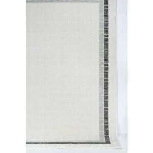 Grid Motifli Geometrik Modern Tasarımlı Pamuk Tabanlı Salon - Oturma Odası  Gri Renk Halı 160x230 cm