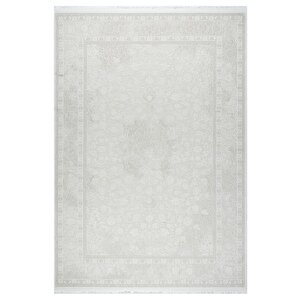 Klasik Medalyon Tasarımlı Pamuk Tabanlı Salon - Oturma Odası  Krem Renk Halı 200x290 cm