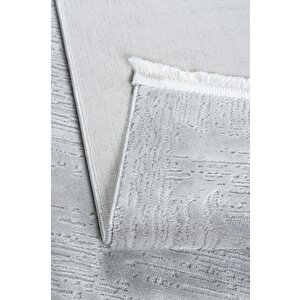 Distressed Pattern Eskitme Tasarımlı Pamuk Tabanlı Salon - Oturma Odası  Gri Renk Halı 200x290 cm