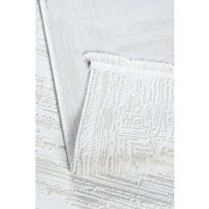 Distressed Pattern Eskitme Pamuk Tabanlı Salon - Oturma Odası  Krem Renk Halı 160x230 cm