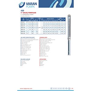 Varan 4sd 4/24 (tek Pompa / Motorsuz) 4" Derin Kuyu Pompası 3 Hp / 2.2 Kw, 180 Mss, 5 M3/h
