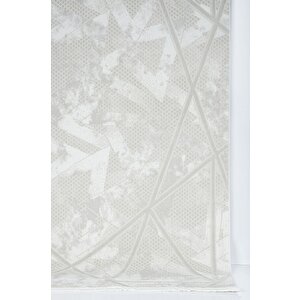 Geometrik Tasarımlı Pamuk Tabanlı Salon - Oturma Odası  Krem Renk Halı 160x230 cm