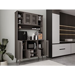 Kahve Köşesi 120 Cm %100 Mdf Panjur Kapak Çok Amaçlı Dolap Gri