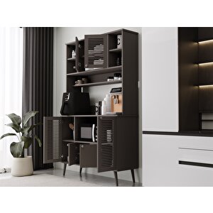 Kahve Köşesi 120 Cm %100 Mdf Panjur Kapak Çok Amaçlı Dolap Gri