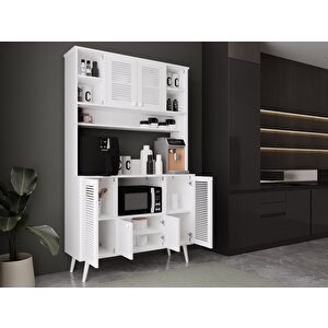 Kahve Köşesi 120 Cm %100 Mdf Panjur Kapak Çok Amaçlı Dolap Beyaz