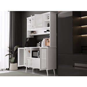 Kahve Köşesi 120 Cm %100 Mdf Panjur Kapak Çok Amaçlı Dolap Beyaz