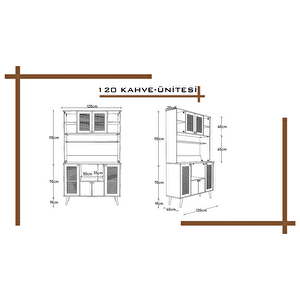 Kahve Köşesi 120 Cm %100 Mdf Panjur Kapak Çok Amaçlı Dolap