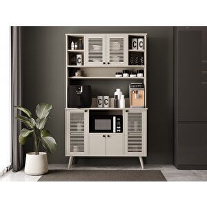 Kahve Köşesi 120 Cm %100 Mdf Panjur Kapak Çok Amaçlı Dolap Kumtaşı