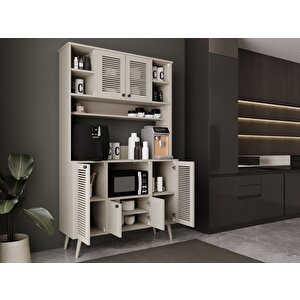 Kahve Köşesi 120 Cm %100 Mdf Panjur Kapak Çok Amaçlı Dolap Kumtaşı