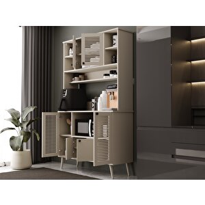 Kahve Köşesi 120 Cm %100 Mdf Panjur Kapak Çok Amaçlı Dolap Kumtaşı