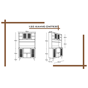Kahve Köşesi 120 Cm %100 Mdf Panjur Kapak Çok Amaçlı Dolap
