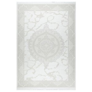Medalyon Klasik Halı Tasarımlı Pamuk Tabanlı Salon - Oturma Odası  Krem Renk Halı 160x230 cm
