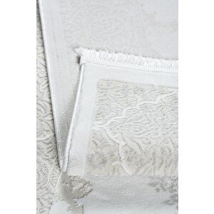 Medalyon Klasik Halı Tasarımlı Pamuk Tabanlı Salon - Oturma Odası  Krem Renk Halı 160x230 cm