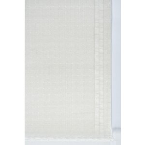 Grid Motifli Geometri Modern Tasarımlı Pamuk Tabanlı Salon - Oturma Odası  Krem Renk Halı 200x290 cm