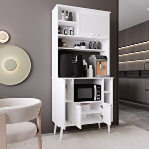 Melura Kahve Köşesi 90 Cm %100 Mdf Çok Amaçlı Dolap Beyaz