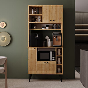 Melura Kahve Köşesi 90 Cm %100 Mdf Çok Amaçlı Dolap Safir Meşe