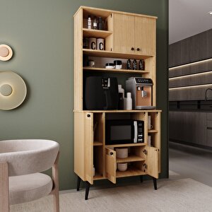 Melura Kahve Köşesi 90 Cm %100 Mdf Çok Amaçlı Dolap Safir Meşe