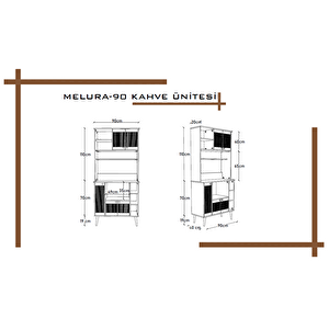 Melura Kahve Köşesi 90 Cm %100 Mdf Çok Amaçlı Dolap